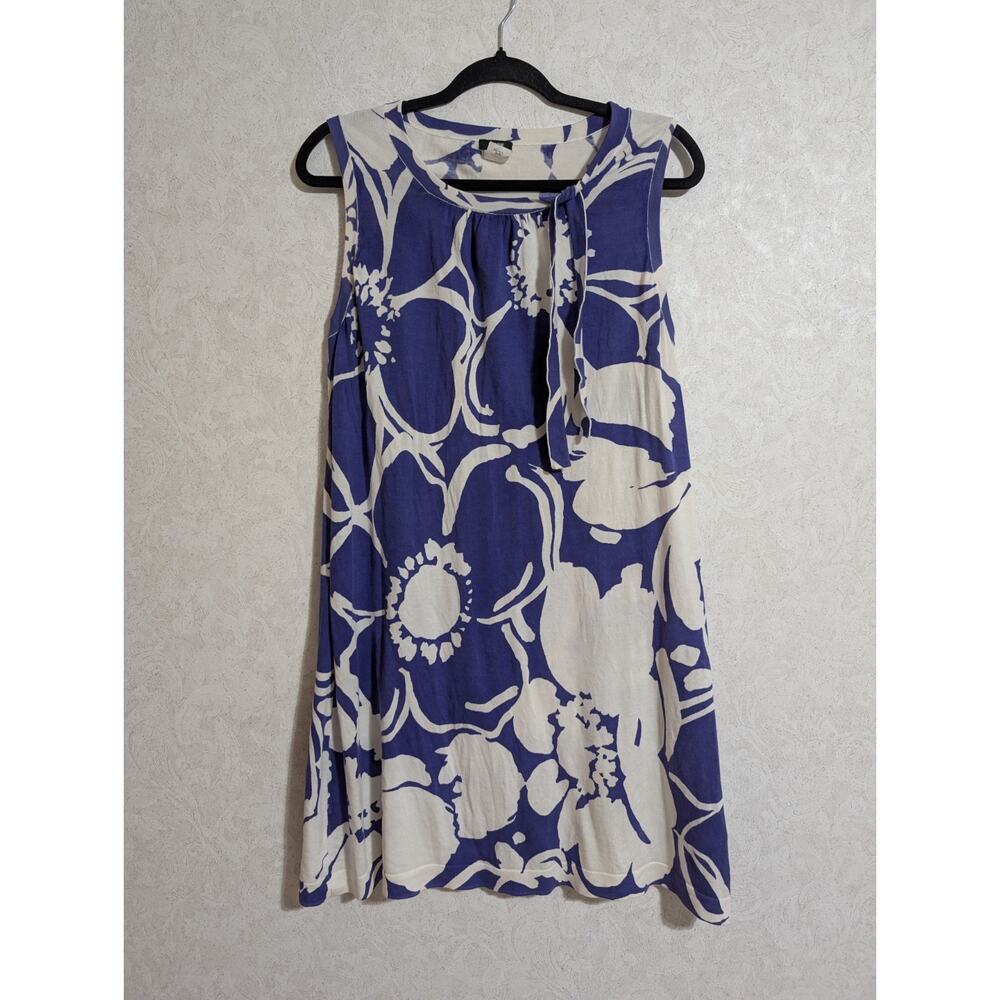 J. Crew Knee Length Cotton Style #94745 Sweater Knit Print Dress, L